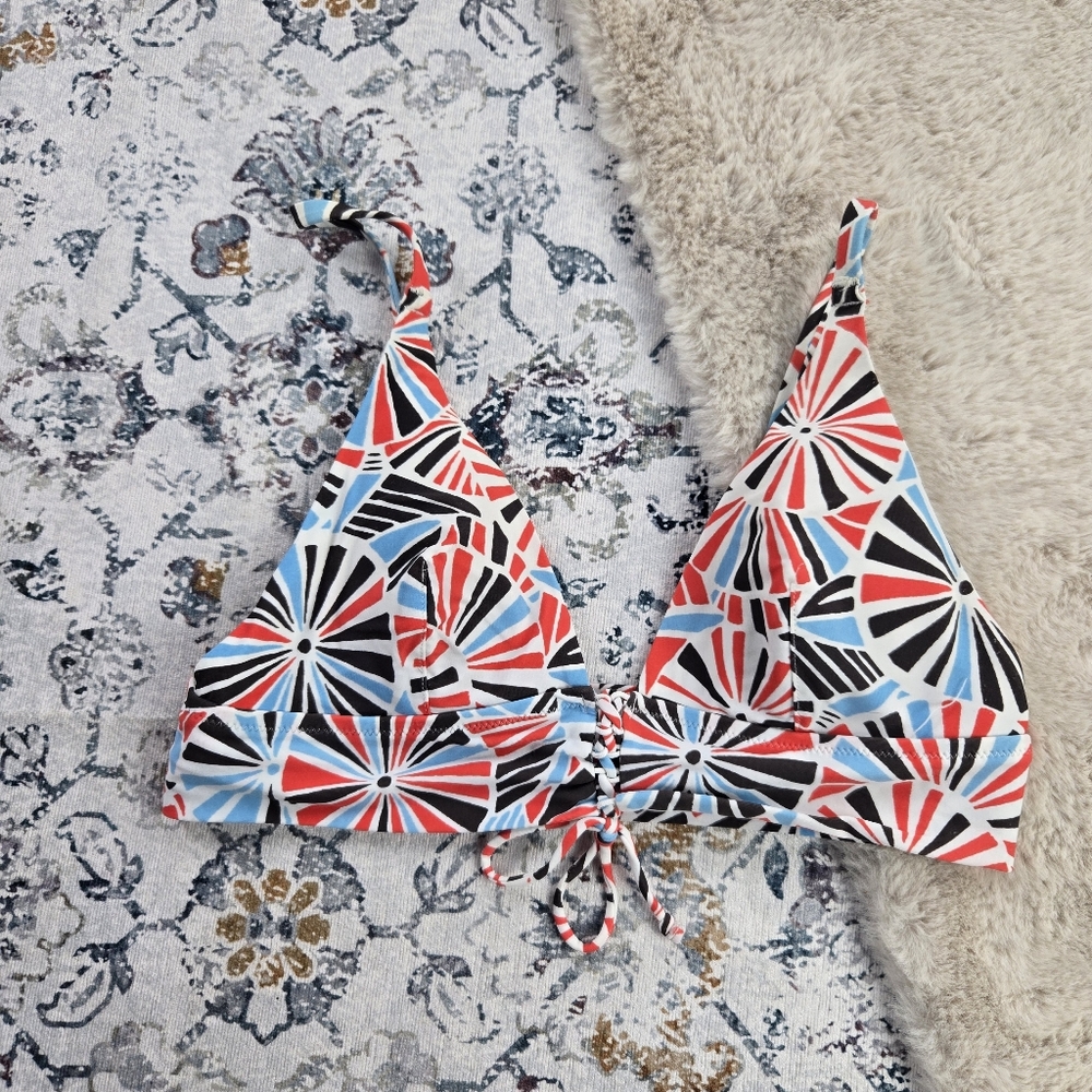 Aerie Multicolor Printed Triangle Bikini Top Swimwear Women Large